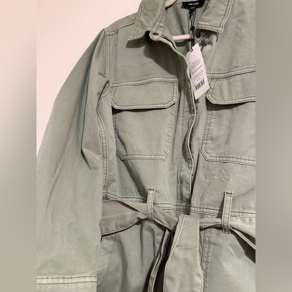 NWT Me + Em super soft utility jumpsuit sage green organic cotton size 10 - Picture 11 of 12